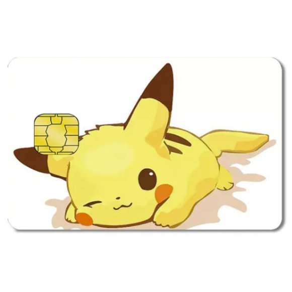 Credit Card Skin Sticker for Small Chip Anime Sleepy Pikachu Pokemon NEW - Picture 1 of 3